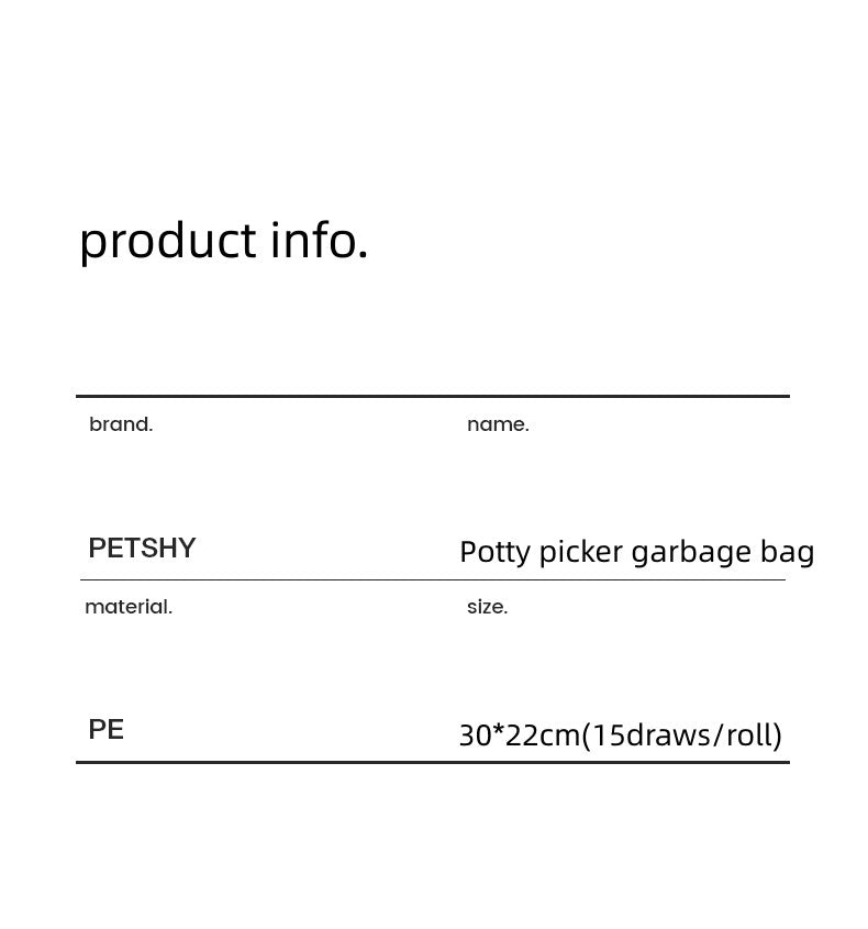 PETSHY Potty Picker Garbage Bag 6 Rolls