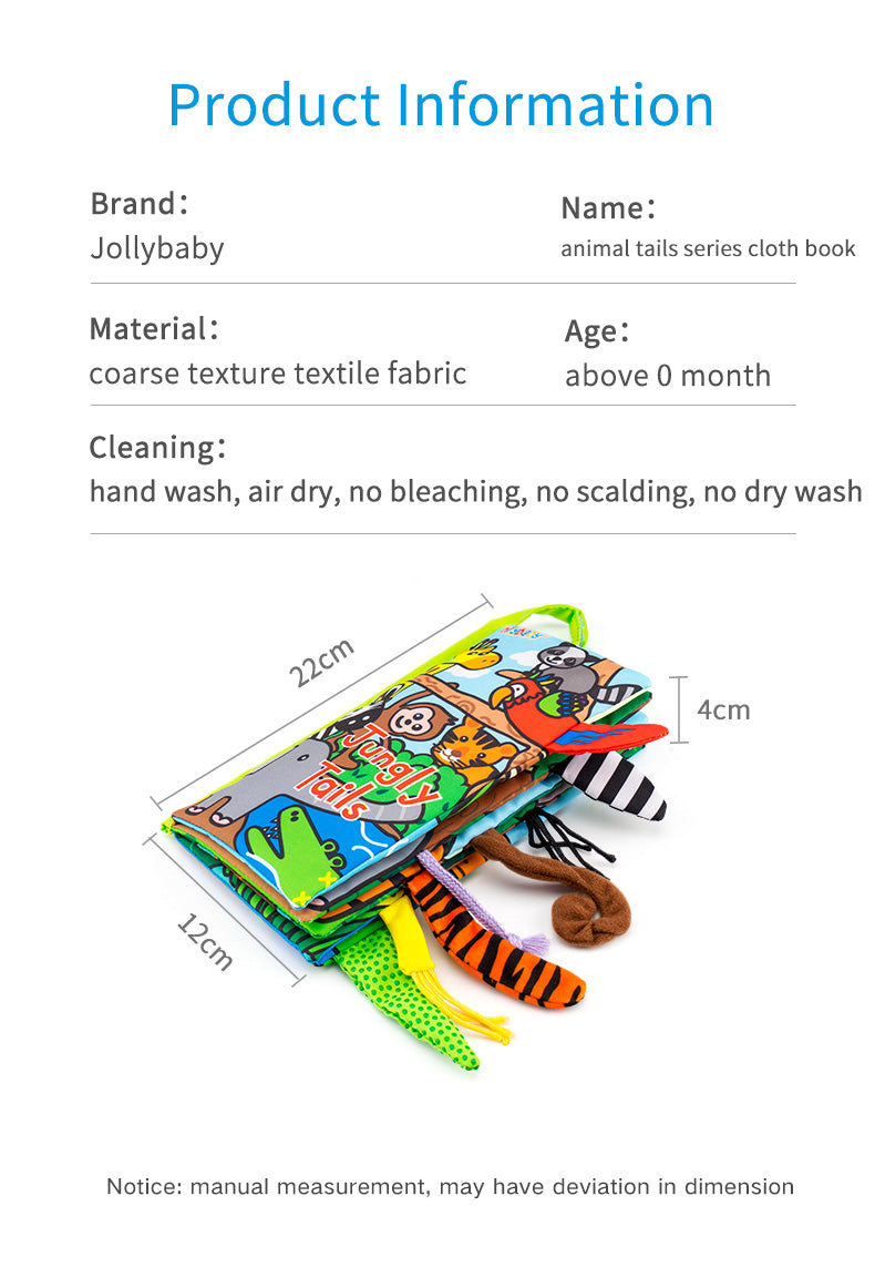  Jollybaby Baby Cloth Books, Touch & Feel Crinkle Soft Books,  for Infants Babies, Toddler Early Educational Interactive Stroller Toys,  Baby Girl & Boy Gift(Dinosaur Tails) : Toys & Games